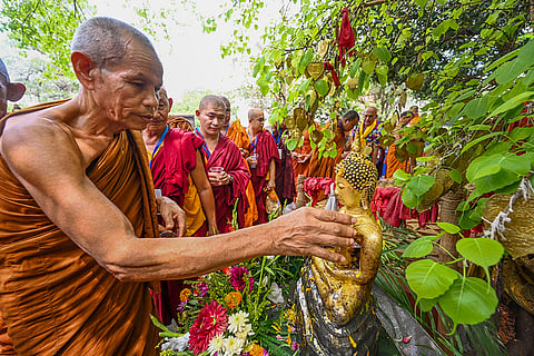 Songkran water festival in Bodh Gaya