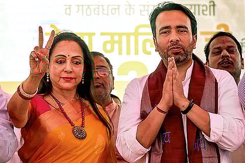 Hema Malini, Jayant Chaudhary campaign for LS polls