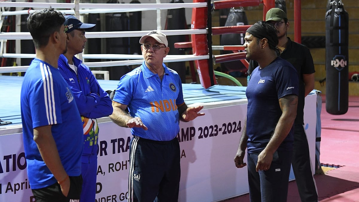 Cuban boxing coach Blas Iglesias Fernandez at the Sports Authority of India’s National Boxing Academy in Rohtak, Haryana - SAI Media 