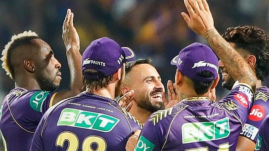 X | KKR  : KKR celebrate 1-run win over RCB in the 36th IPL match on April 21, Sunday, at the Eden Gardens Stadium, Kolkata. 