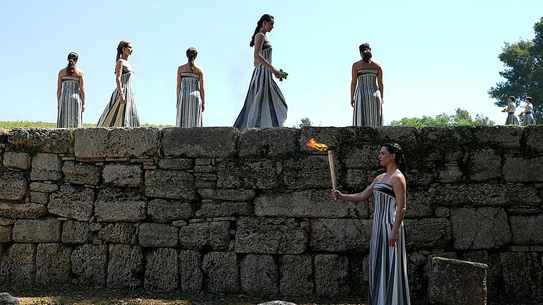 Greece Olympics Paris Flame Lighting - Photo: AP/Petros Giannakouris