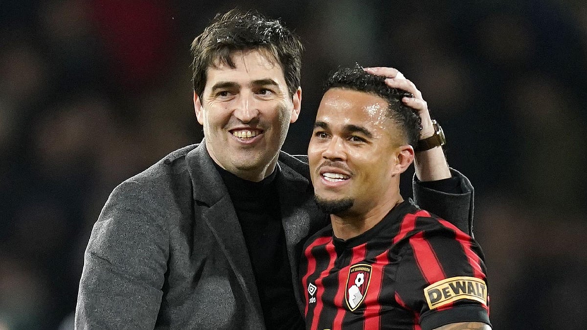 Photo: Andrew Matthews/PA : Andoni Iraola (left) was delighted with his side’s victory. 