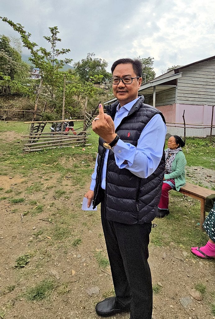 X/@KirenRijiju : Union Minister Kiren Rijiju casts his vote