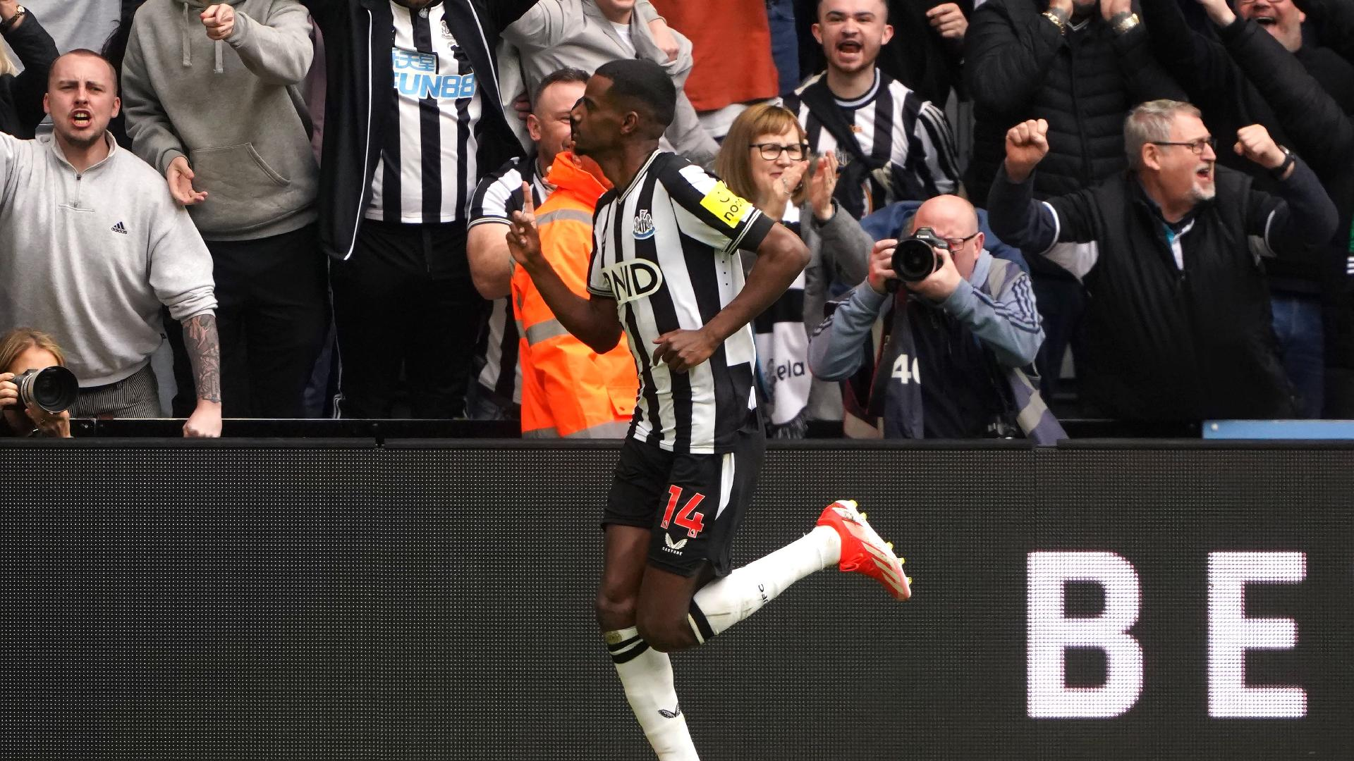 Newcastle United’s Alexander Isak celebrates scoring. - Owen Humphreys/PA
