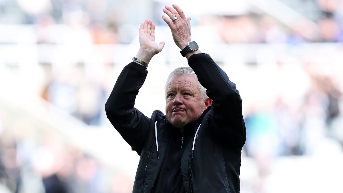 Chris Wilder applauds the Sheffield United fans after the Blades' relegation was confirmed.