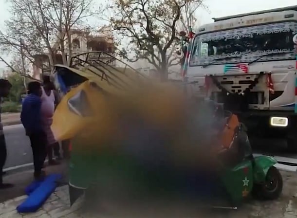 X/ANI : The accident took place when a speeding dumper vehicle rammed into an autorickshaw 