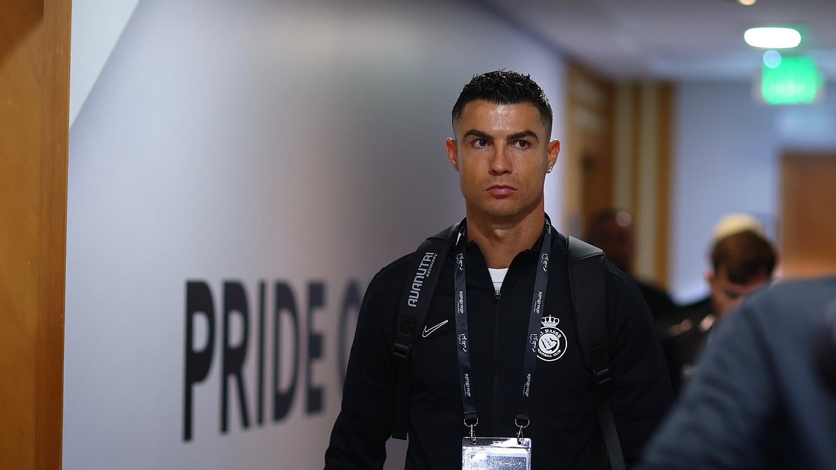 Al-Nassr's Cristiano Ronaldo arriving at the stadium to play in the Saudi Super Cup semifinals against Al Hilal on Monday. - Photo: X/ @AlNassrFC_EN