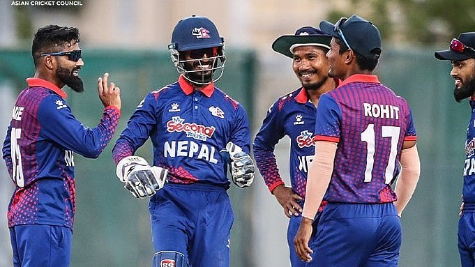 X | ACCMedia : Nepal National Cricket Team celebrates win over Qatar in the ACC Mens T20I Premier Cup match on April 13, 2024. 