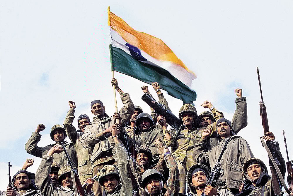 Photo: Prashant Panjiar : Indian soldiers after winning a battle during the Kargil war