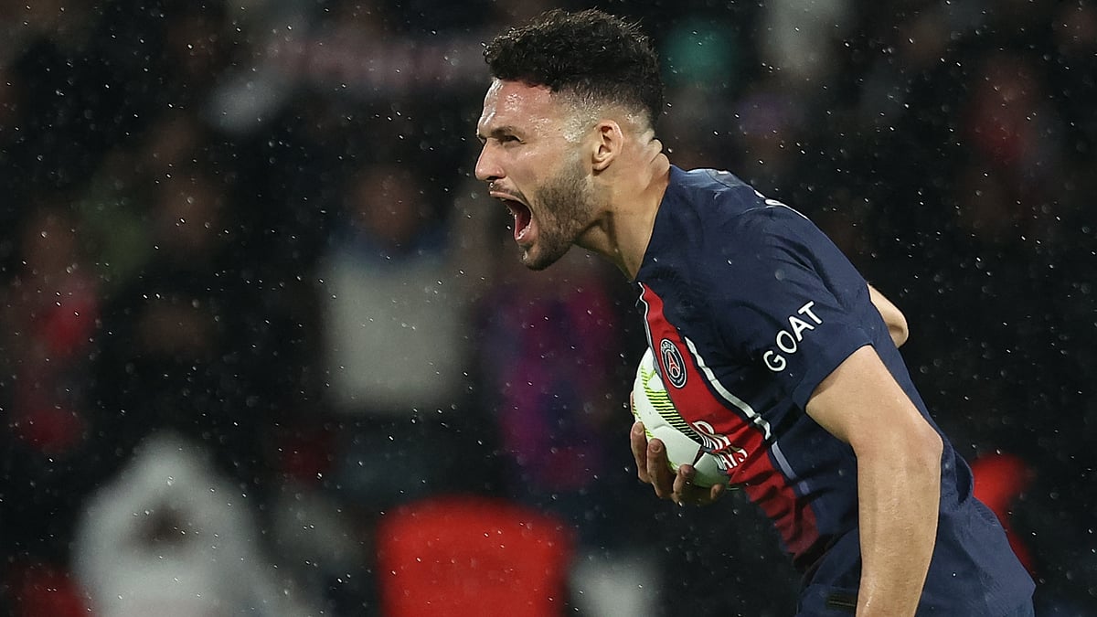 Goncalo Ramos celebrates for PSG.