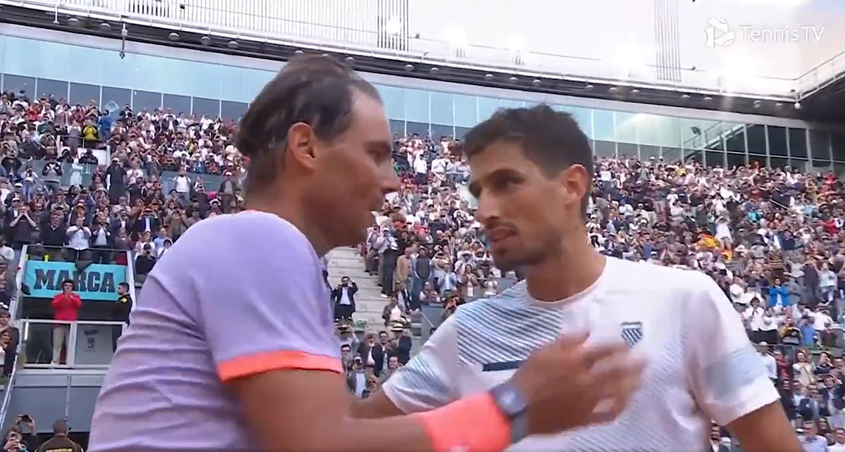 Rafael Nadal and Pedro Cachin after their Madrid Open 2024 match. - Screengrab (Tennis TV)
