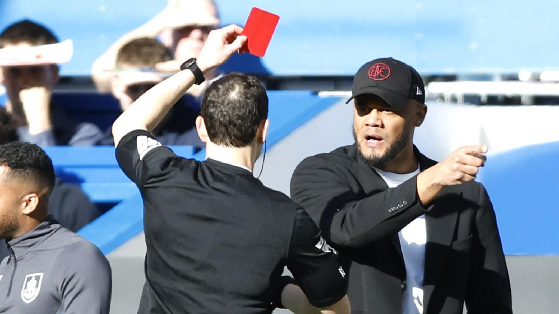 Vincent Kompany was sent off during Burnley's 2-2 draw away to Chelsea.