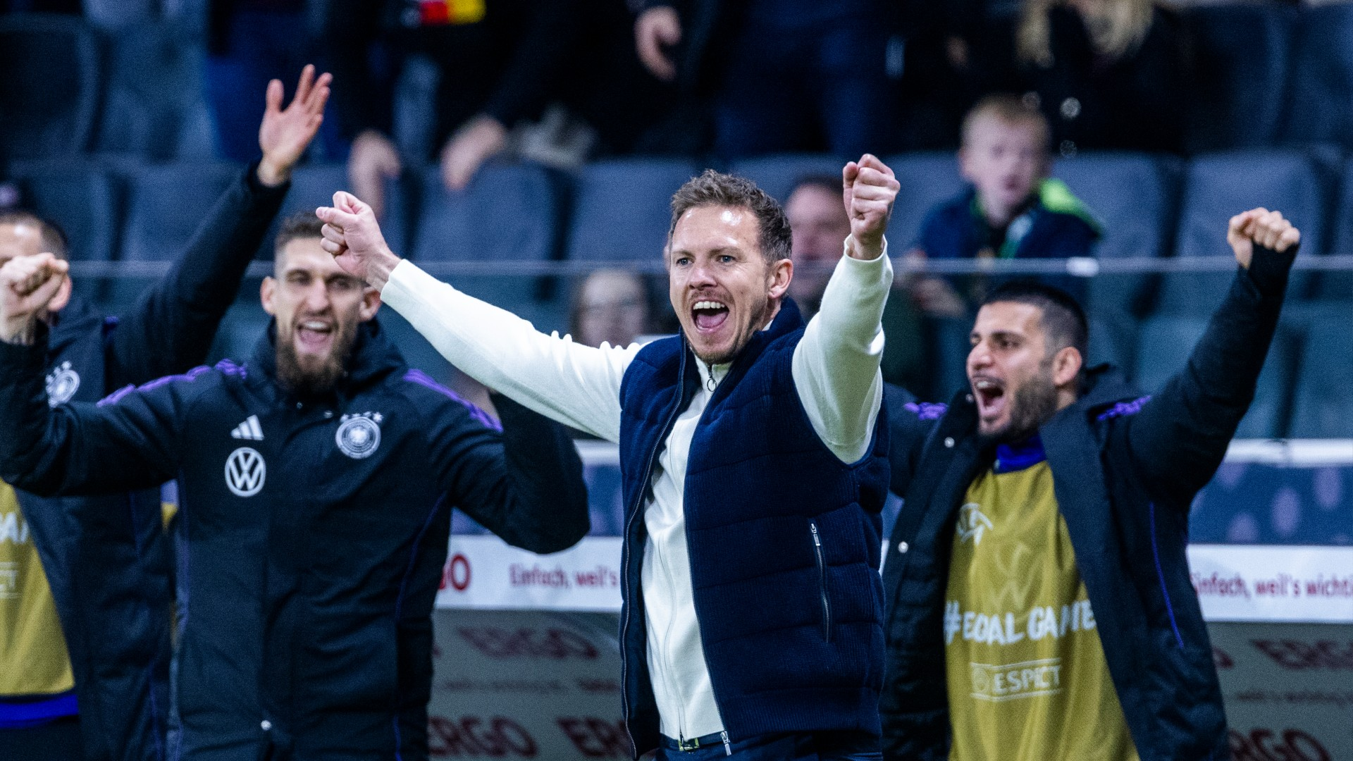 Julian Nagelsmann (centre) will lead Germany at Euro 2024 in June.