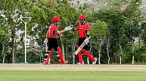 X | AsianCricketCouncil : Team Hong Kong in action at the ACC Mens T20I Premier Cup match.