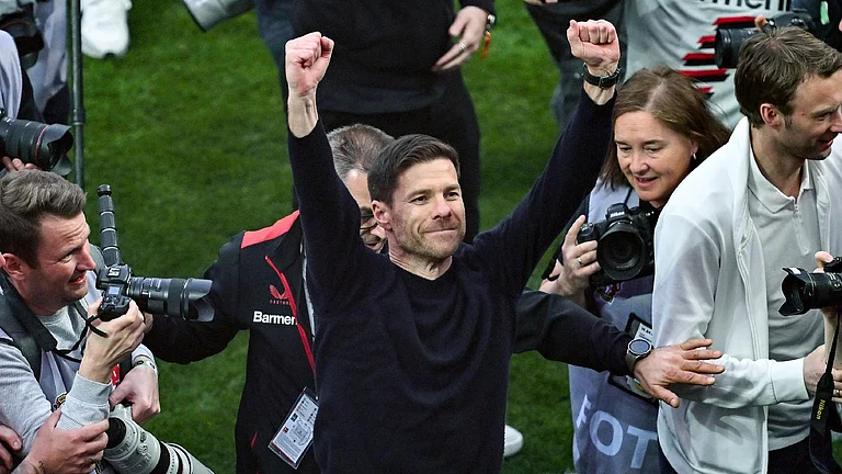 Xabi Alonso led Bayer Leverkusen to the title. - David Inderlied/dpa via AP