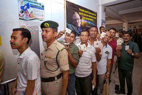 Employees on poll duty vote for LS polls