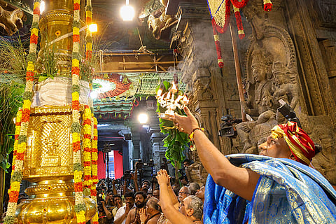 Temple flag hoisting at Madurai temple