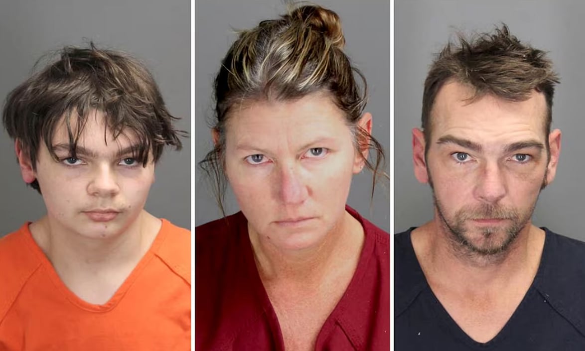 Ethan Crumbley and his parents, James and Jennifer Crumbley - Reuters