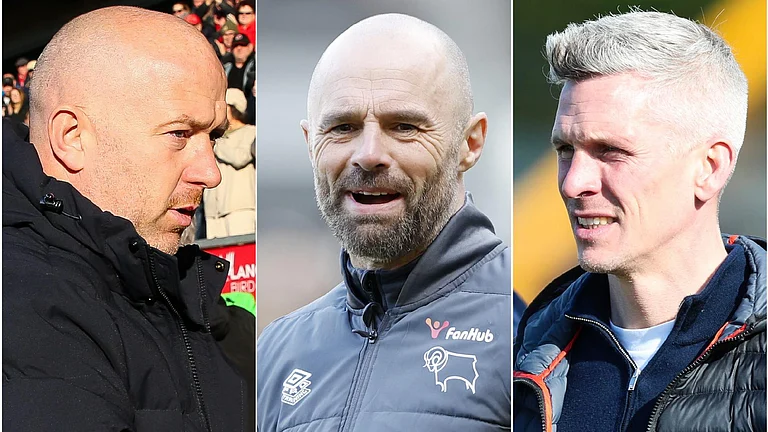 Paul Warne, centre, is chasing promotion while Charlie Adam, left, and Steve Morison are threatened by relegation. - Barrington Coombs/Nigel French/Rhianna Chadwick/PA