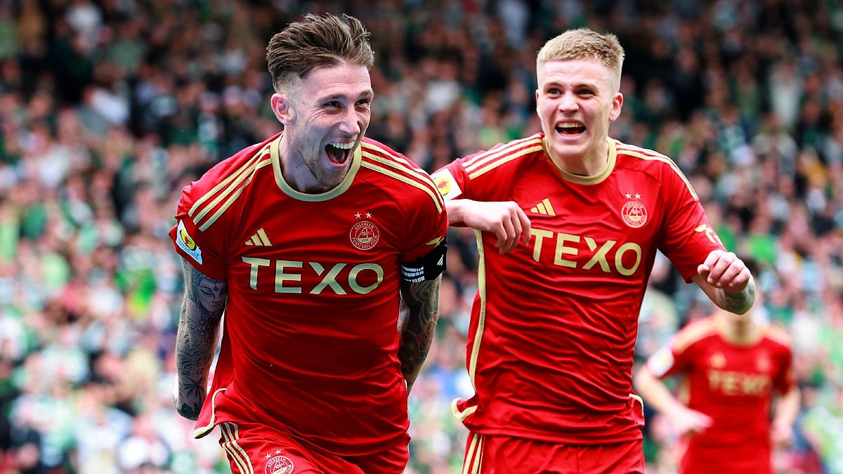 Steve Welsh/PA : Aberdeen’s Angus MacDonald, left, went through a range of emotions at Hampden.