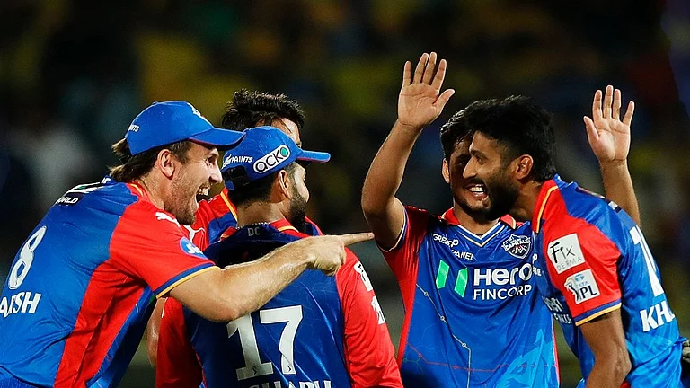 Delhi Capitals players celebrate - X/@DelhiCapitals