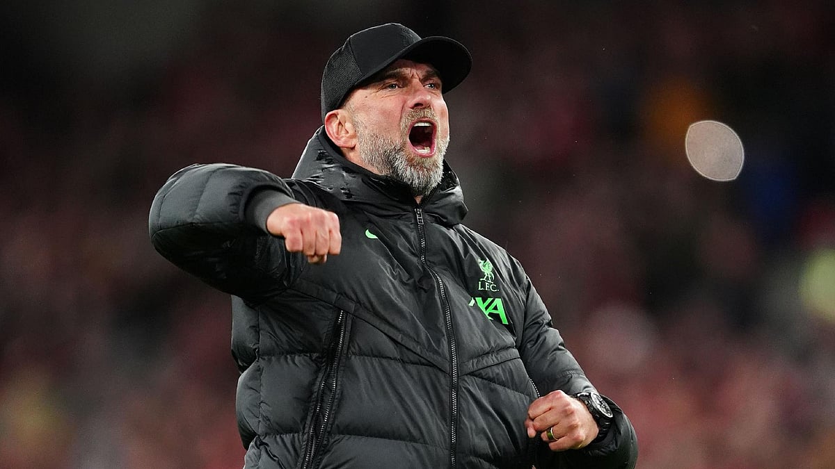 Liverpool manager Jurgen Klopp celebrates following the win over Sheffield United.  - Peter Byrne/PA