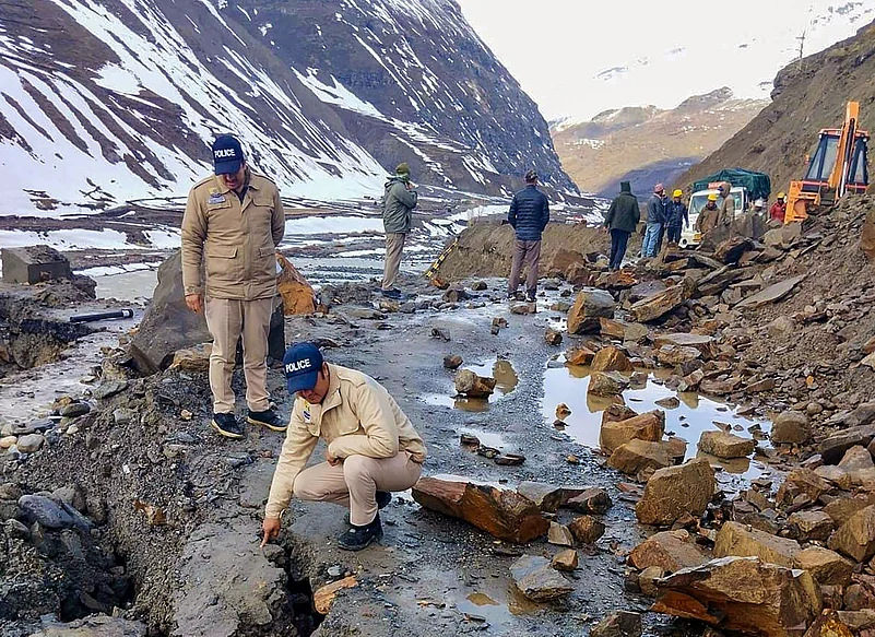 Aftermath of landslide in Lahaul and Spiti