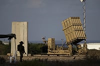 AP : A battery of Israel’s Iron Dome defence missile system |
