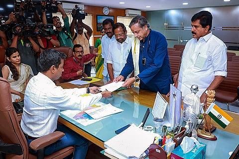 Shashi Tharoor files nomination for LS polls