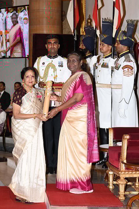 President Droupadi Murmu presented the Padma Shri in Art to Padma Subrahmanyam.