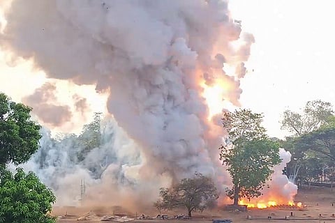 Fireworks on Thrissur Pooram festival