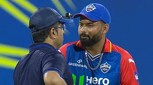 X/Jio Cinema : DC captain Rishabh Pant in an animated conversation with the on-field umpire.