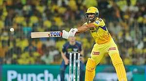 AP : CSK captain Ruturaj Gaikwad in action against LSG in Chepauk.