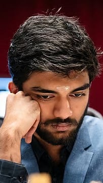 Indian Grandmaster D Gukesh in action at the round 14 of FIDE Candidates 2024 chess tournament in Toronto |