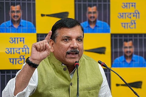 Sanjay Singh addressing media