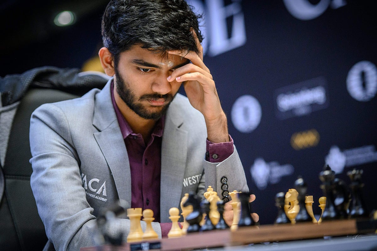 Grandmaster D. Gukesh of India during the Round 11 match against Grandmaster Fabiano Caruana of USA at the FIDE Candidates 2024 chess tournament - D Gukesh