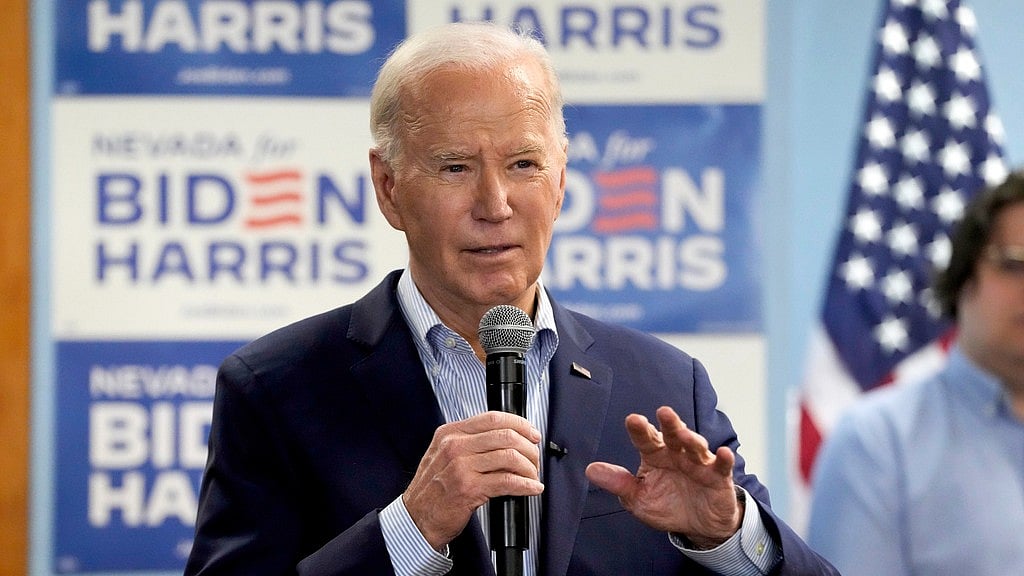 AP : President Joe Biden speaks at the Washoe Democratic Party Office in Reno, Nev., March 19, 2024.
