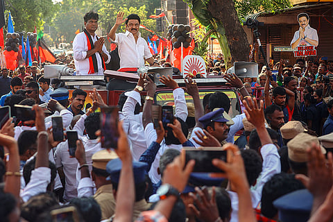 MK Stalin at election rally in Chennai