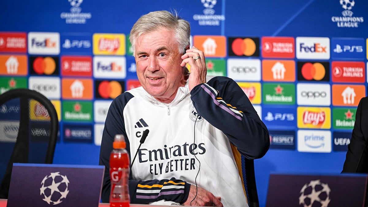 Carlo Ancelotti during his pre-match news conference.