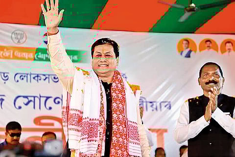 Sonowal campaigning in Tinsukia assembly constituency