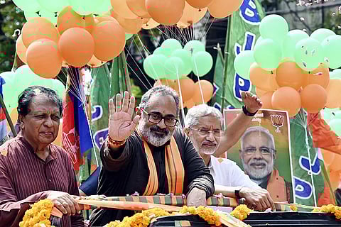 Rajeev Chandrasekhar campaigns in Thiruvananthapuram