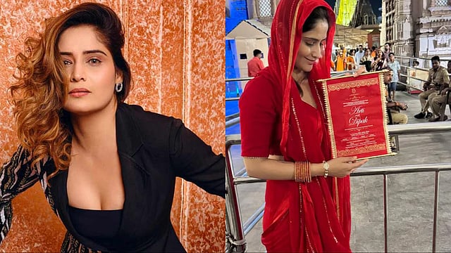 Arti Singh Spotted At The Kashi Vishwanath Temple, Poses With Her Wedding Invitation Card