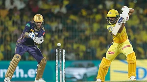 AP Photo/Parthi Bhan : Chennai Super Kings' captain Ruturaj Gaikwad plays a shot during the Indian Premier League cricket match between Chennai Super Kings and Kolkata Knight Riders in Chennai.
