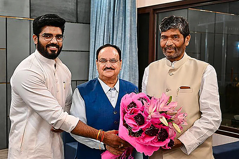 JP Nadda with Pashupati Kumar Paras