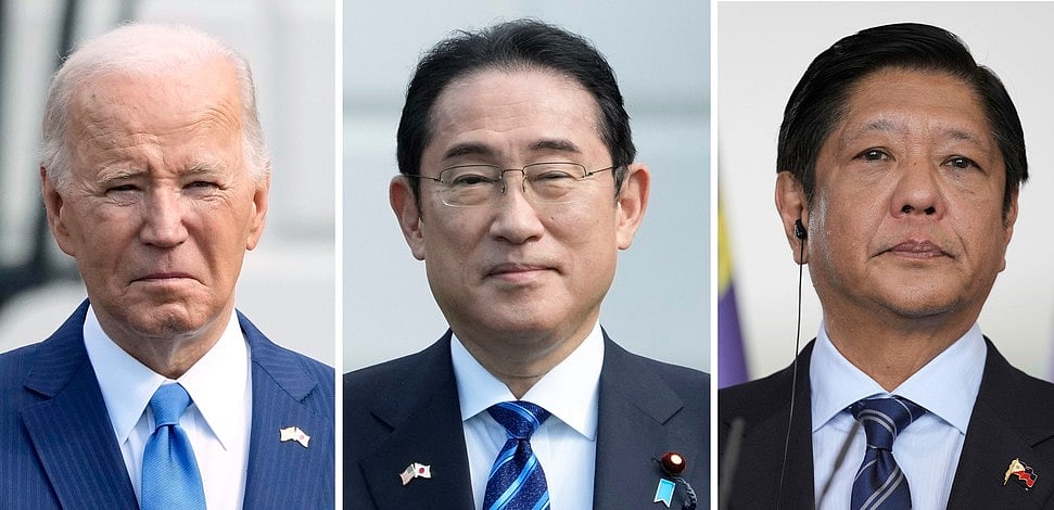 AP : US President Joe Biden (L), Japanese Prime Minister Fumio Kishida (C), and Philippine President Ferdinand Marcos Jr (R).