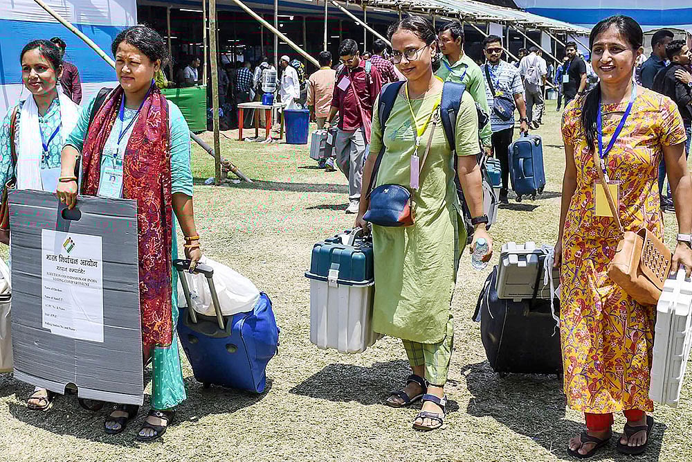 Photo: PTI : LS Polls: 2nd phase voting preparations