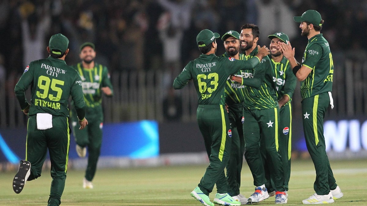 X | Pakistan Cricket : Pakistan cricket team celebrates a thumping 7 wicket win over New Zealand in the 2nd T20I match on April 20, Saturday 2024 at the Rawalpindi Cricket Stadium. 