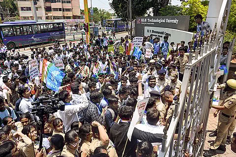NSUI protest over college student murder