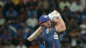 X/@IPL : Marcus Stoinis plays a shot during LSG's win over MI in IPL 2024 on Tuesday