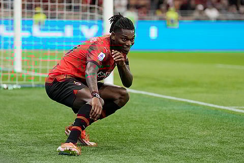 Rafael Leao celebrates team's fourth goal